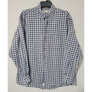 Onward Reserve Button Down Shirt Mens Large Blue White Check Flannel Cotton